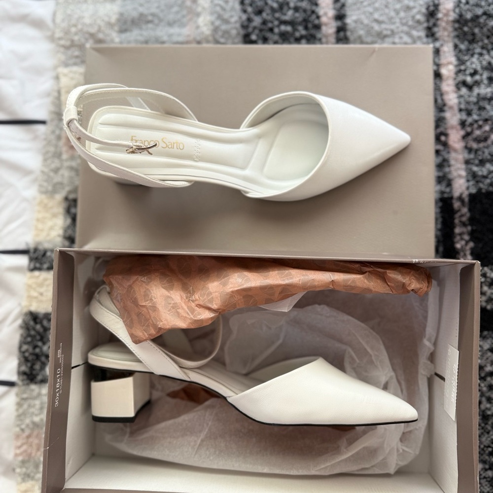 Franco Sarto White Heels Elegant Design
